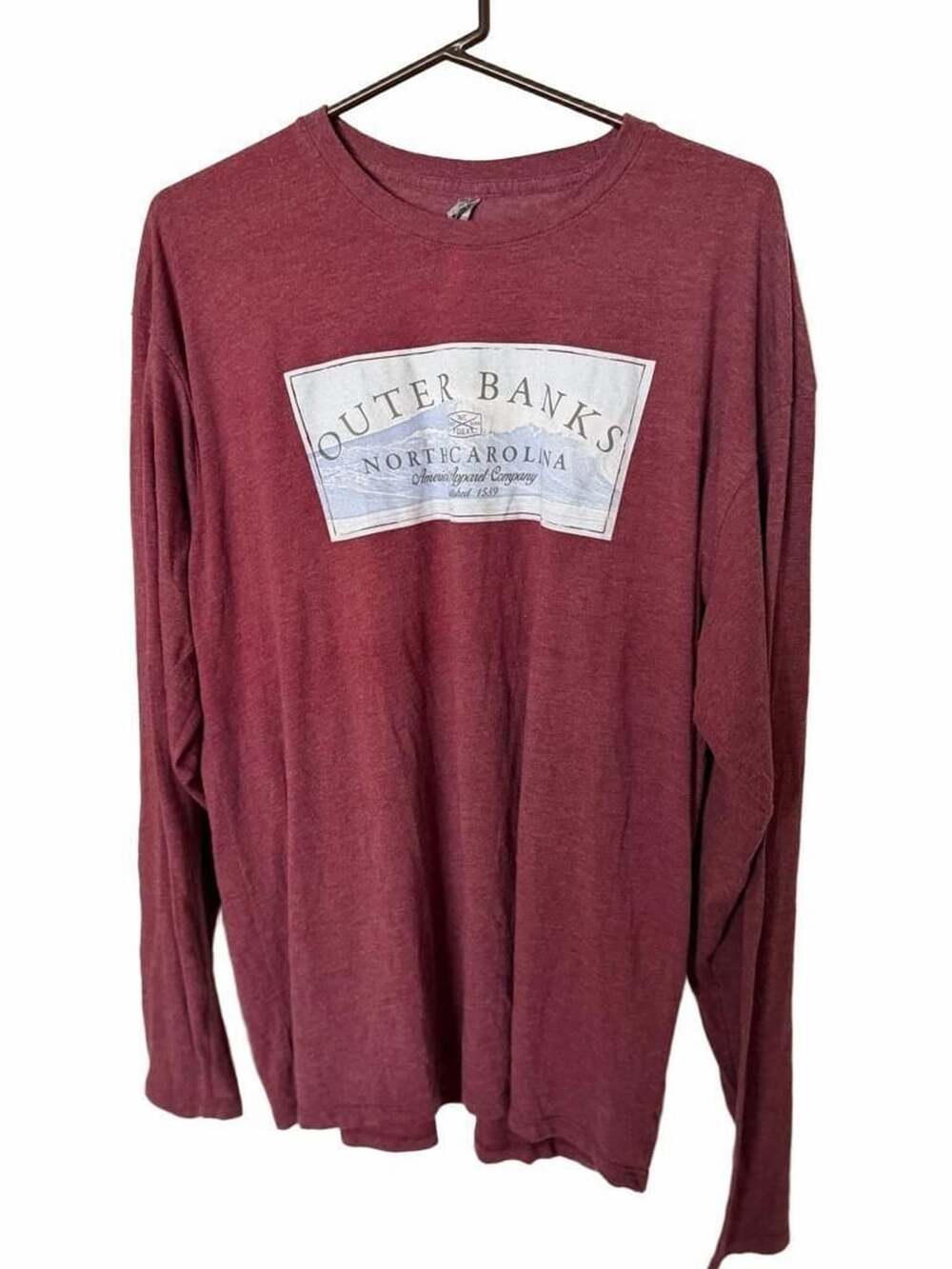 Delta Apparel Platinum Outer Banks North Carolina Graphic Long Sleeve 2XL